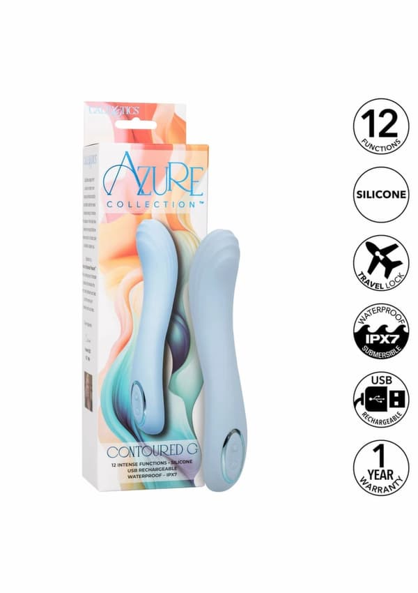 Azure Collection Contoured G -värisevä hierontalaite, 12 tilaa, sininen