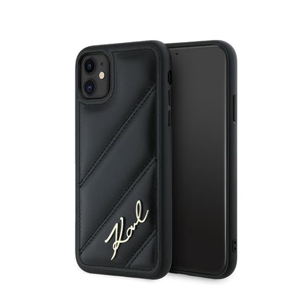 Karl Lagerfeld KLHCN61PQDSMGK Apple iPhone 11 / XR -kovakotelo Diagonal Quilted Script musta
