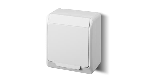 Elektro-Plast HERMES Enkeltstik med/u 2P+Z SCHUKO IP44 hvid (0324-02)