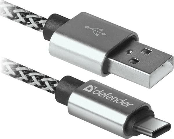 Kabel USB Defender USB-A - USB-C 1 m Sort Hvid (87815)