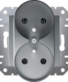 Schneider Electric Dubbeluttag med/utan ram stål (EPH9810262)