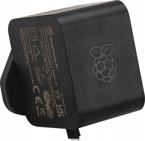 Raspberry Pi 5 Officiel Strømforsyning USB-C 27 Watt (sort)