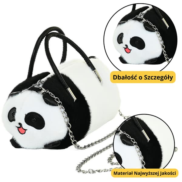 Panda-pehmoreppu metalliketjulla mustavalkoinen 20cm