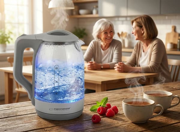 ESPERANZA ELEKTRISK GLASKEDEL MED LED-LYS YUKON 1,7 L HVID