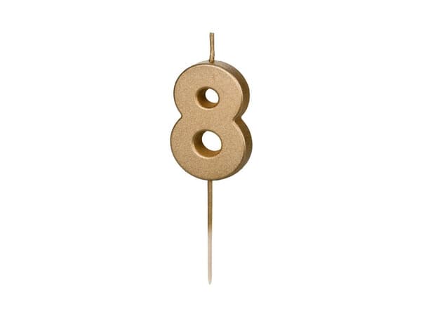 Födelsedagstårta Nummer 8, 4,5 cm, guld
