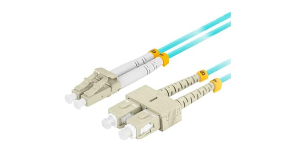 Lätt luftpatchkabel mm lc/upc-sc/upc duplex 3.0mm om3 50/125 1m aqua