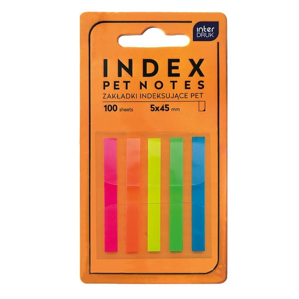 Indekseringsfaner PET NOTES NEON 45mm 100stk