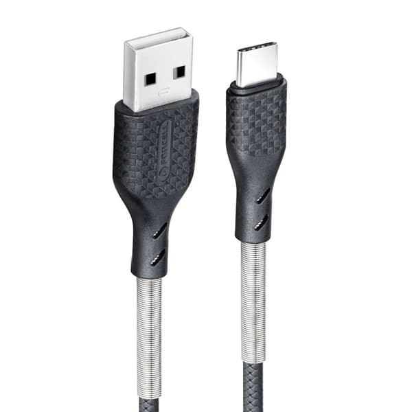 FORCELL Carbon-kabel USB till Typ C 2.0 2,4A CB-02A svart 1 meter
