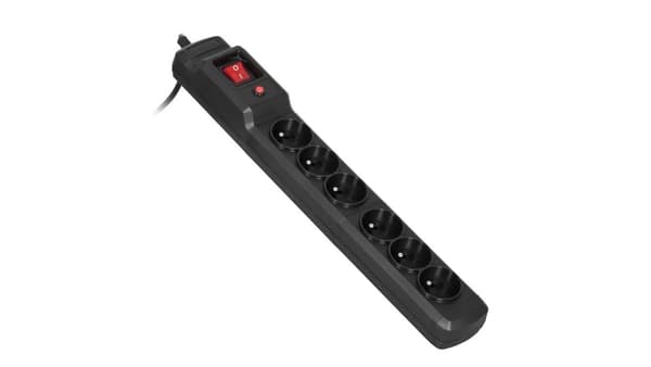 Strømskinne Activejet Combo overspændingsbeskyttelse 6 stik 3 m sort