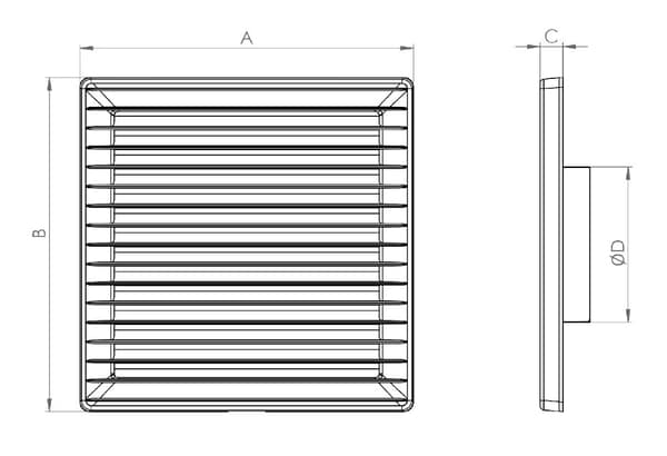 Ventilationsgaller med nät AirRoxy 02-251 170x170 fi 100 grå