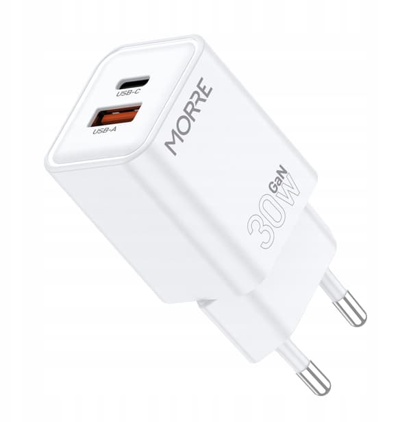 MORRE USB/USB-C 30W VALKOINEN LATURI
