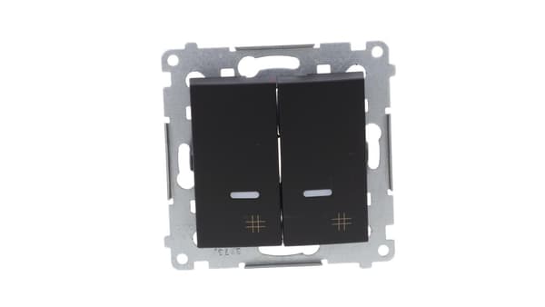 Kontakt-Simon Simon 54 Dobbelt krydsforbindelse med belysning (modul) 10AX 250V lynkobling sort mat DW7/2L.01/49