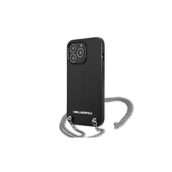Karl Lagerfeld KLHCP13XPMK etui til iPhone 13 Pro Max 6,7\" Hardcase Tekstureret Læder og Kæde