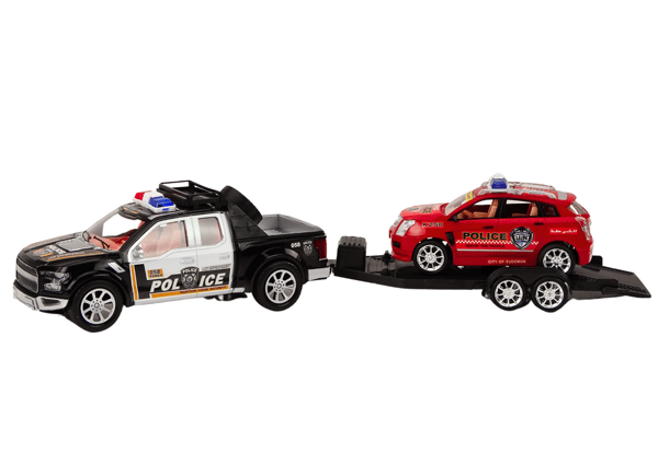 Polisset Bil Pickup Terräng Bärgningsbil Släp Polis