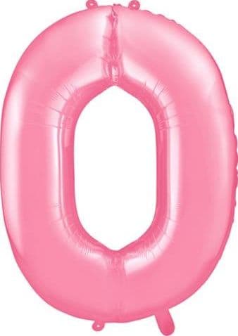 Folieballong Siffra \"0\", 86cm, rosa