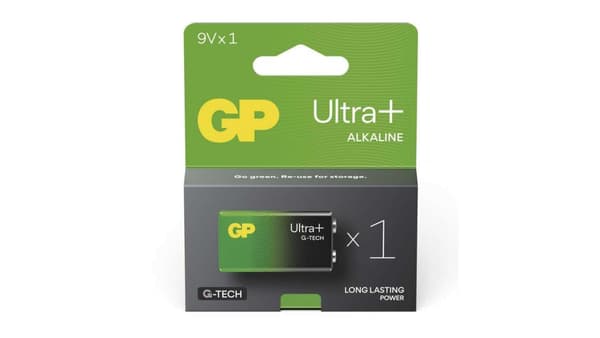 GP ULTRA PLUS Alkaline 9V-Blok 6LR61           0301604AUPETA-B1
