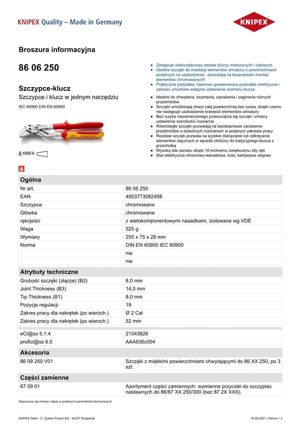 KNIPEX Pihtiavaimet 250 mm
