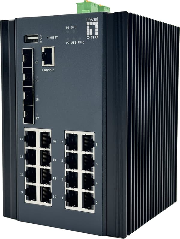 LevelOne IGU-2071 Netværksforbindelser Administreret L2+ Gigabit Ethernet (10/100/1000) Sort