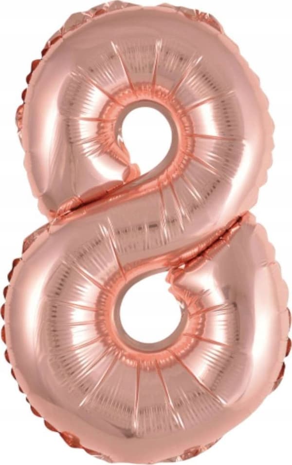 Folieballon mini nummer 8 pink guld 29x40cm 9909696