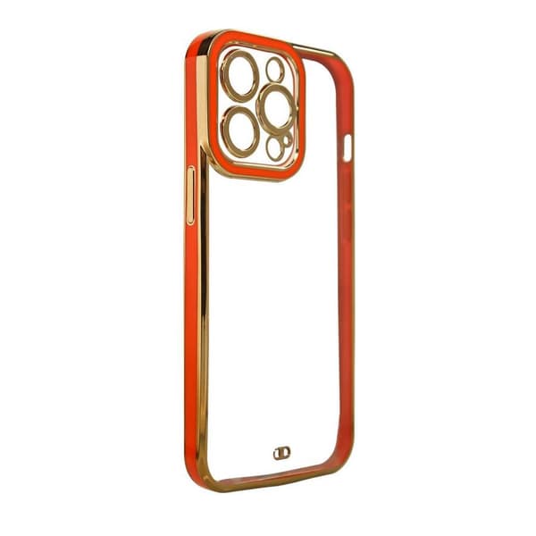 Muotikuori iPhone 12 Pro Gold Frame Gel Cover Punainen