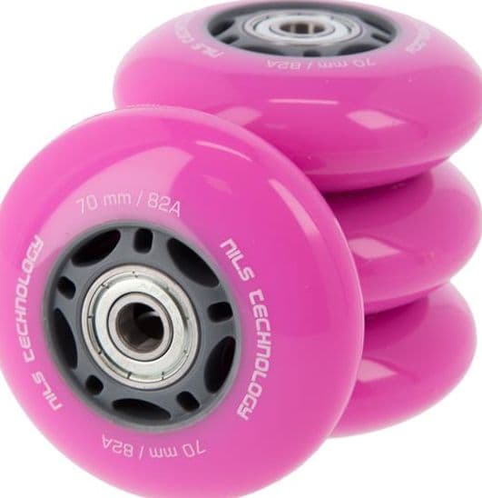 Nils Extreme PU 70x24 82A (4st) ROSA + ABEC-7 (8st) NILS EXTREME SET