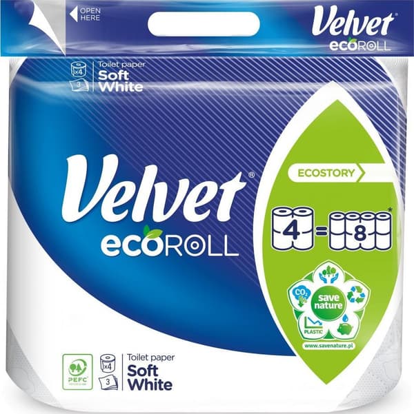 Velvet WC-paperi Velvet Ecoroll 4 rullaa