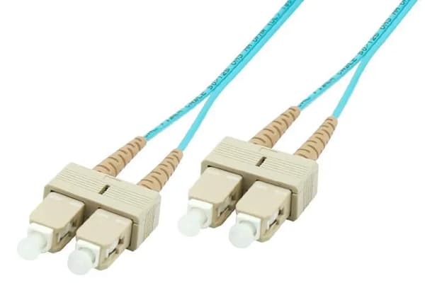 MicroConnect SC/UPC-SC/UPC 2m OM3 Fiber Patchkabel MM Duplex LSZH OD: 2mm, 0.3dB Aqua