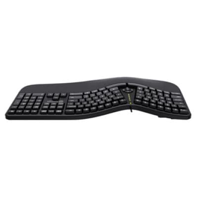 Powerton LANA, Ergonomisk tastatur US, Kablet (USB), Sort