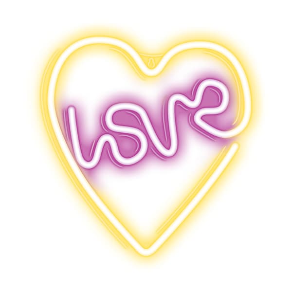 Neon LED LOVE IN THE HEART violett vit NNE02 Neolia