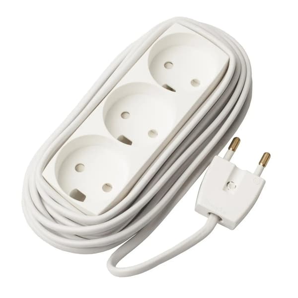 MicroConnect EL Stikdåse 3 udtag U/J hvid 5m 5,0 meter ledning