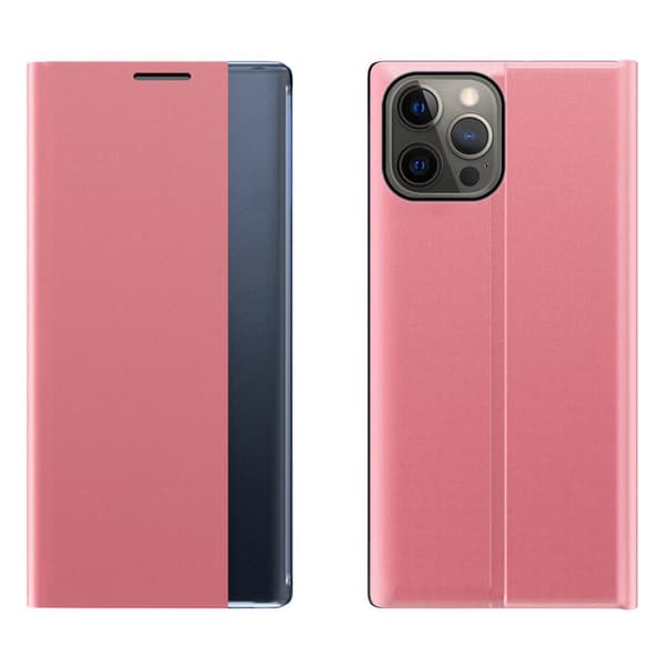 Sleep Case Bogtype Etui Smart Beskyttelsescover Foldbart Cover til iPhone 13 Pro rosa
