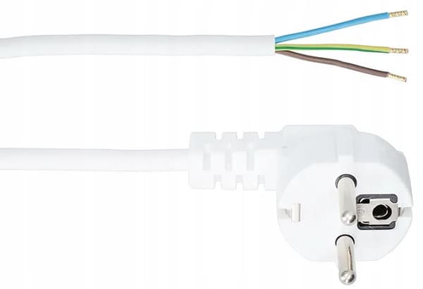 FORBINDELSESKABEL MED VINKELSTIK 3*1,5 OHM TIL 5M HVID