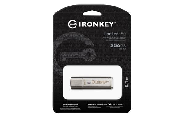 Kingston IronKey Locker+ 50 - USB-flashdrev - 256 GB - TAA-kompatibel