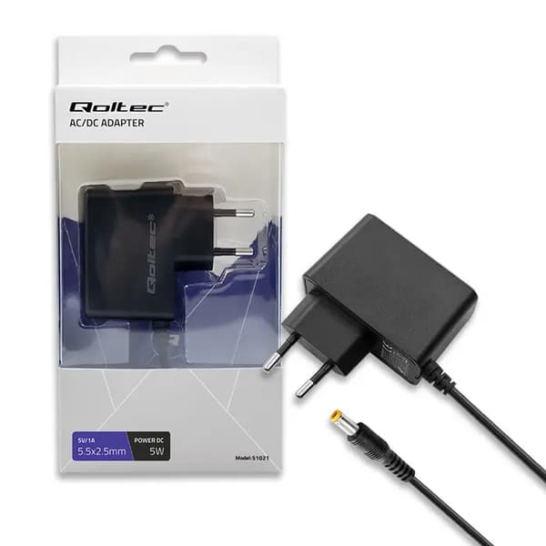 Qoltec pistokevirtalähde 5W | 5V | 1A | 5.5*2.5