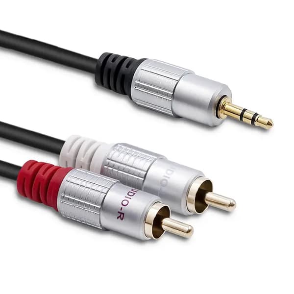 QOLTEC 52339 Kaapeli 2x RCA Mini Jack 3.5mm 1m Musta