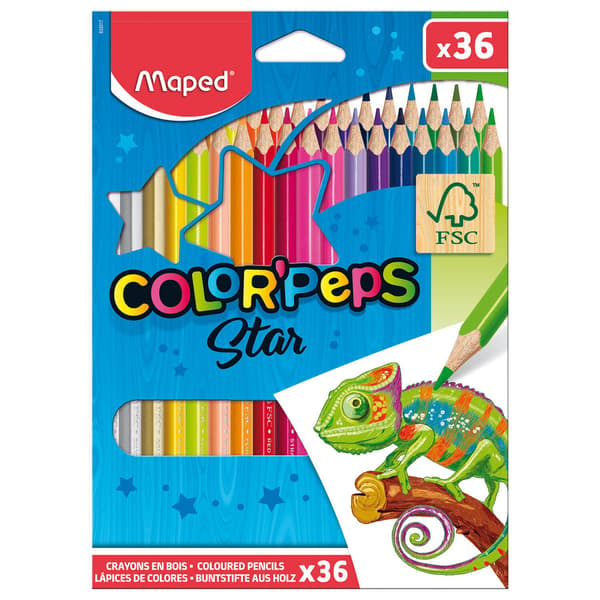 Colorpeps trekantede blyanter 36 farver MAPED