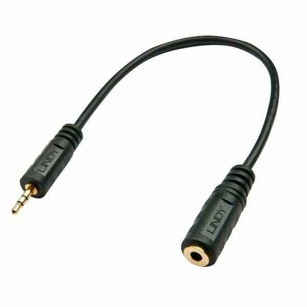 Lindy Jack -kaapeli 2,5 mm - Jack 3,5 mm 0,2 m musta (35698)