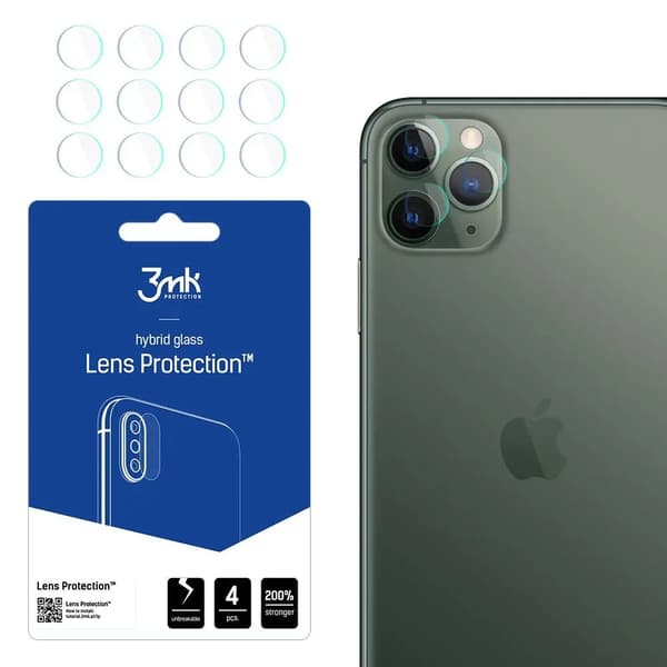 4x 3mk Fleksibelt Glas til kameralinse Apple iPhone 11 Pro Max