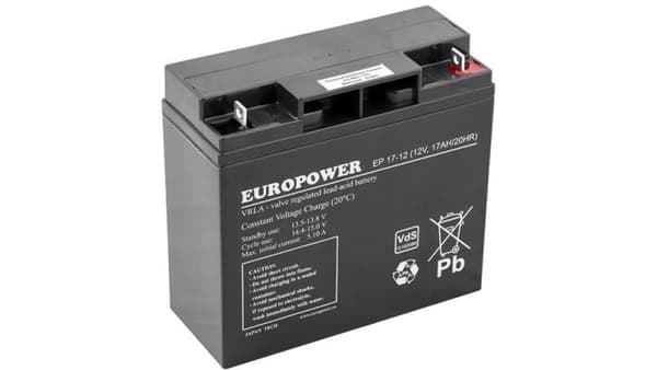Vedligeholdelsesfrit batteri AGM 17Ah 12V Europower EPL 17-12