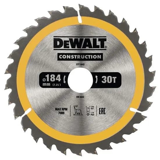Dewalt rundsav 184x30mm, 30 tænder (DT1942-QZ)