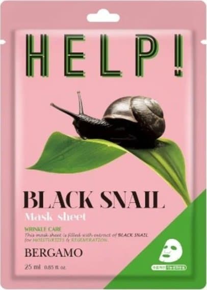 Bergamo_help Sheet Mask ansiktsmask med svart snigel 25ml