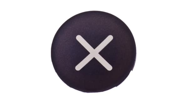 Knapindsats 22mm flad sort med symbol FORØG M22-XD-S-X4 218170
