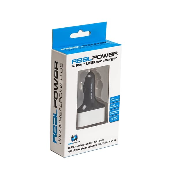 Realpower 4x USB-A 2.4 A Batterioplader (176636)