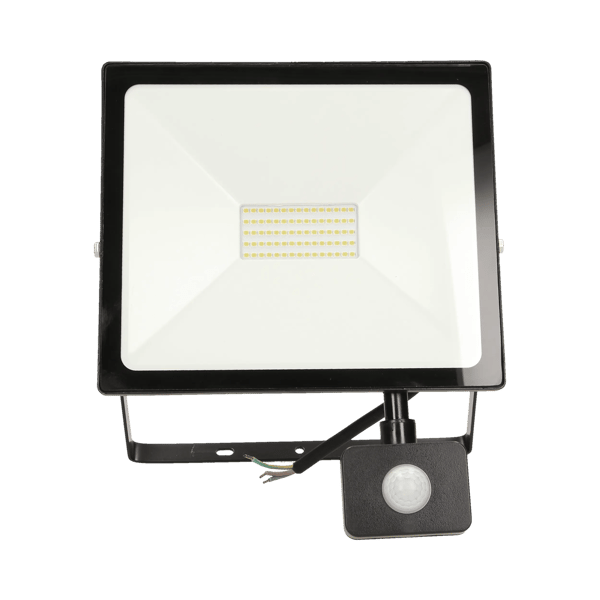 ALLED 50W LED-belysning med PIR, 4000lm, IP44, 4000K, ALU+glas