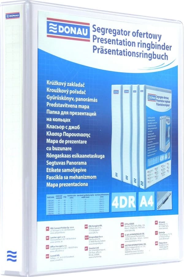 Donau 4-rengaskansio A4 63mm valkoinen