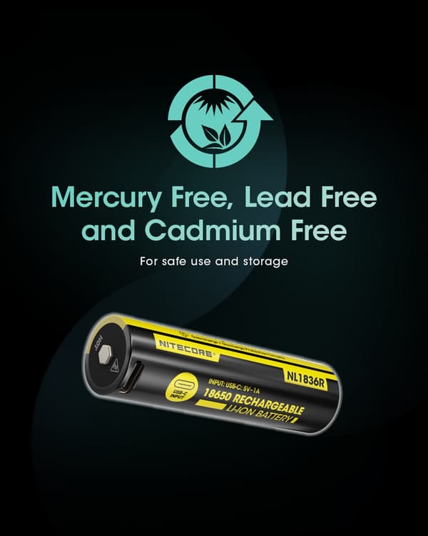 BATTERI GENOPL. LI-ION 3.6V/NL1836R (3600MAH) NITECORE