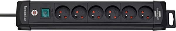 Stikdåse Brennenstuhl Premium-Line 6 stik 3 m sort (1951164100)