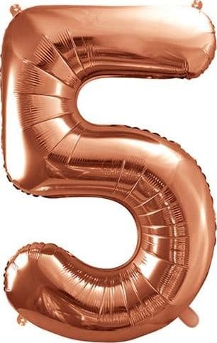 Party Deco Folieballon Nummer \"5\", 86cm, rosa guld universal