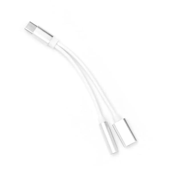 Adapter HF/ljud + laddning Typ C till Jack 3,5mm vit