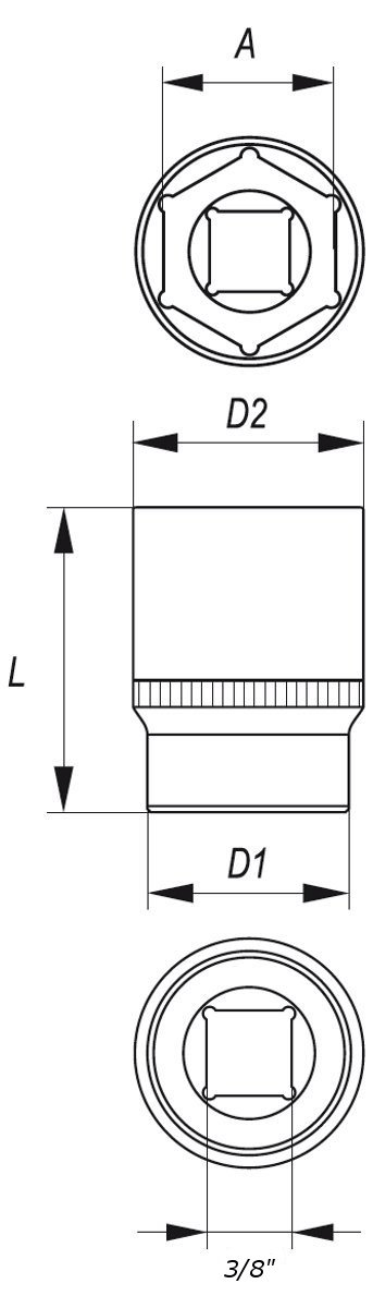 HATTU 10MM 3/8 6-KLT. LYHYT CV